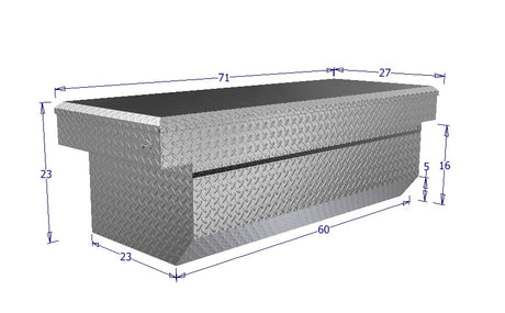 Dimensions of a diamond plate toolbox from brute for commercial trucks