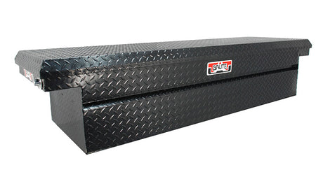Black toolbox with a diamond plate pattern on a white background