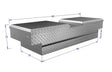 Dimensional drawings of Shallow gull wing tool box by brute for commercial trucks