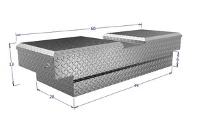 Dimensional drawings of Shallow gull wing tool box by brute for commercial trucks