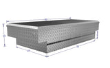 short metal tool box for a truck bed that allows things to be stored under