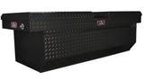 Large black powder coated tool box with Gull Wing doors locking