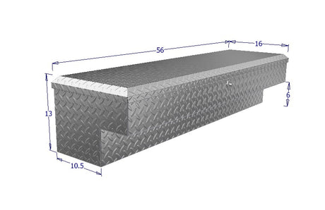 Dimensions for a 56" LoSider side rail box for work trucks and commercial trucks