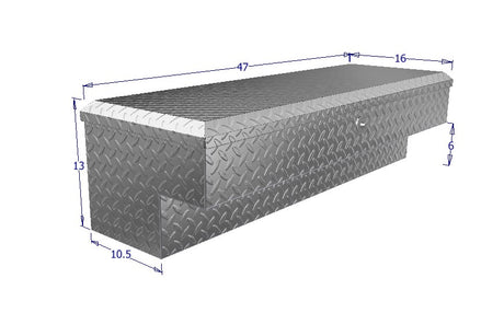 Dimensions for a 47" LoSider side rail box for commercial trucks and work trucks