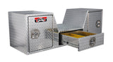 V Neck tool box in Polished Aluminum with 2 doors and a drawer
