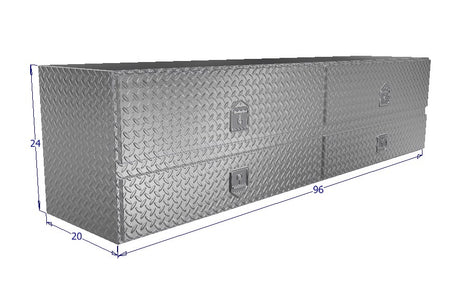 Drawing of 96" wide High Capacity Tool Box with a 2 large bottom drawers