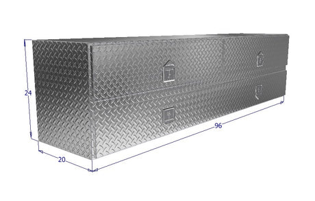 Drawing of 96" wide High Capacity Tool Box with a large bottom door
