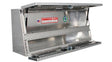 Metal toolbox with diamond plate surface.  Small 48" toolbox for commercial trucks