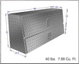 Diagram of a metal toolbox with dimensions and weight on a white background