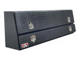 Black tool box with diamond plate pattern for commercial trucks.