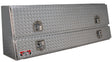 Large metallic Brute toolbox with a diamond plate pattern on a white background for commercial trucks.