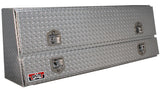 Large metallic Brute toolbox with a diamond plate pattern on a white background for commercial trucks.