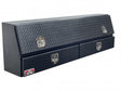 Black toolbox with diamond plate pattern on a white background