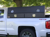 black toolbox with drawers and doors for commercial electricans work trucks