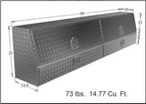 Tool box with dimensions and weight information on a white background