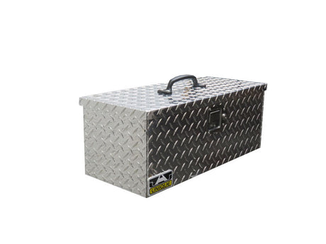 24" Aluminum tool box with top handle and locking latch