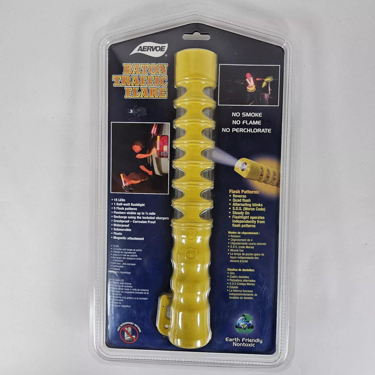Yellow Baton Roadside LED Flare Package Back