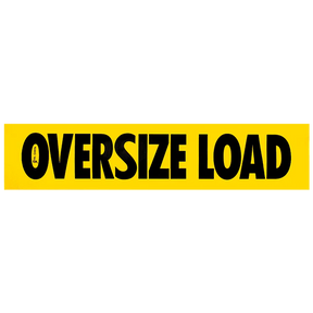 Magnetic Oversize Load sign in yellow with black lettering, designed to be attached to a vehicle.