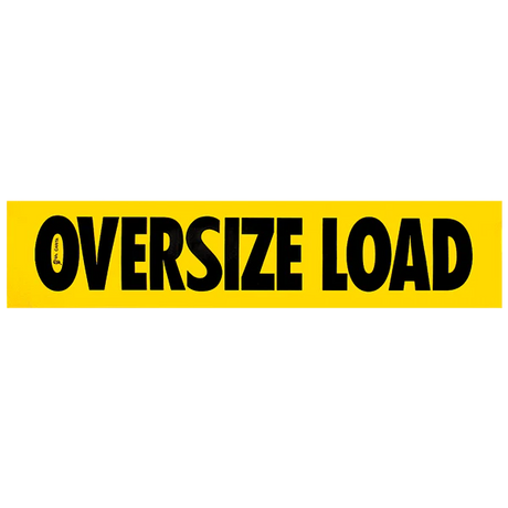 Magnetic Oversize Load sign in yellow with black lettering, designed to be attached to a vehicle.