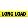A rectangular yellow banner with the text 'LONG LOAD' in black letters, featuring grommets for mounting.