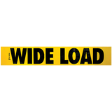 Yellow vinyl decal with black text stating 'WIDE LOAD' suitable for industrial vehicles