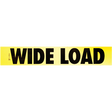 A yellow reflective decal with black text stating 'WIDE LOAD' suitable for vehicle safety markings.