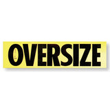A yellow and black reflective vinyl decal with the word 'OVERSIZE' in bold letters.