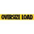 A yellow rectangular magnetic oversize load sign with black text.