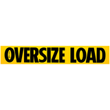 A yellow rectangular magnetic oversize load sign with black text.