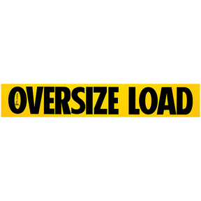 A yellow rectangular magnetic oversize load sign with black text.