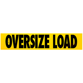 A yellow rectangular magnetic oversize load sign with black text stating 'Oversize Load' and a 2 inch brush stroke.