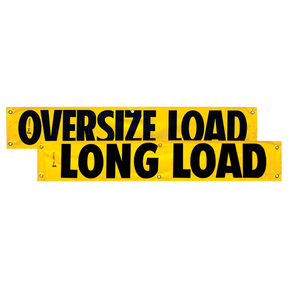 Vinyl Two Sided Oversize Load/Long Load Banner 12 Inch x 72 Inch in bright yellow, featuring bold black lettering.