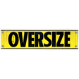 A yellow oversize banner with black text, mounted on a black grommet, with the text 'Oversize' prominently displayed.
