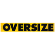 An oversized road sign with black lettering, constructed from wood, stating 'Oversize'.