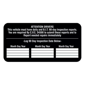 BIT Inspection Decal with white letters on black background