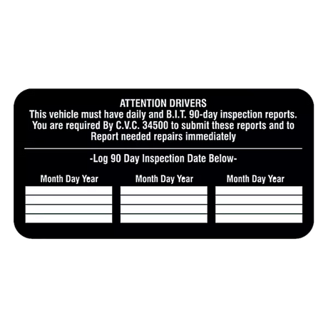 BIT Inspection Decal with white letters on black background