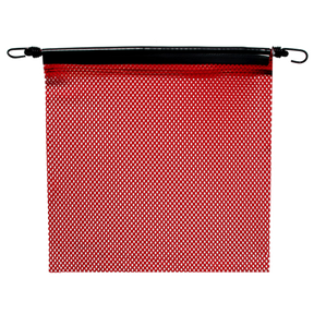 18" Jersey Red Bungee Flag featuring heavy-duty polyester, ideal for highway use and durable in various applications.