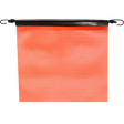 A bright orange, mesh bungee flag with heavy duty vinyl coated polyester construction, designed for visibility and durability.