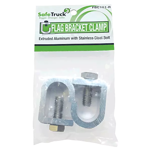 Flag Bracket Clamp - Pair by SafeTruck, sturdy aluminum clamps with stainless steel bolts for secure flag mounting.