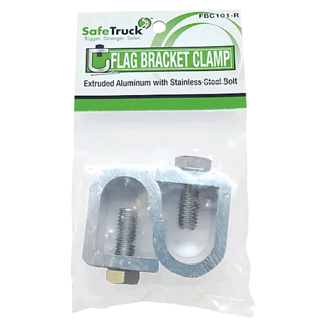 Flag Bracket Clamp - Pair by SafeTruck, sturdy aluminum clamps with stainless steel bolts for secure flag mounting.