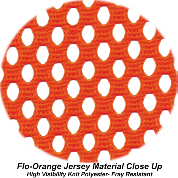 Close-up of the 18" Flo-Orange Jersey Bungee Flag, showcasing its durable, fray-resistant knit polyester design.