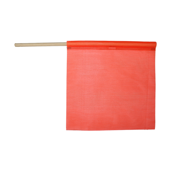 flo orange mesh flag with wood staff