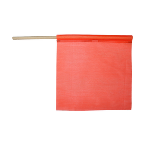 flo orange mesh flag with wood staff