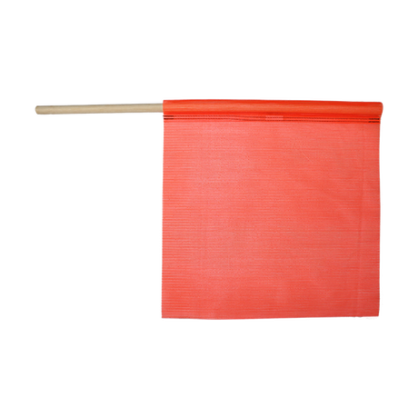 flo orange mesh flag with wood staff