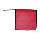 Red Mesh flag with plastic staff and edge binding