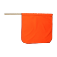 Fluorescent Solid Flo-Orange Cotton Staff Flag with durable stitching, ideal for various uses, made in the USA.