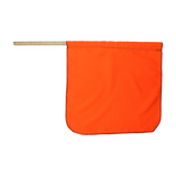 Fluorescent Solid Flo-Orange Cotton Staff Flag with durable stitching, ideal for various uses, made in the USA.