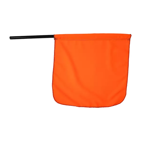 Fluorescent Solid Flo-Orange Cotton Staff Flag designed for durability, made in the USA, perfect for safety needs.