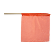 An orange staff flag with a knit polyester jersey texture, hemmed end, and double needle stitching.