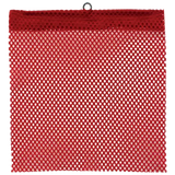 Durable Red Jersey Mesh Wire Loop Flag, 12" x 12", made from fray-resistant polyester with reinforced stitching.